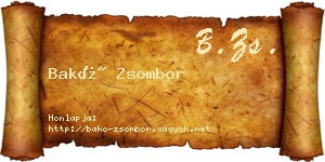 Bakó Zsombor névjegykártya